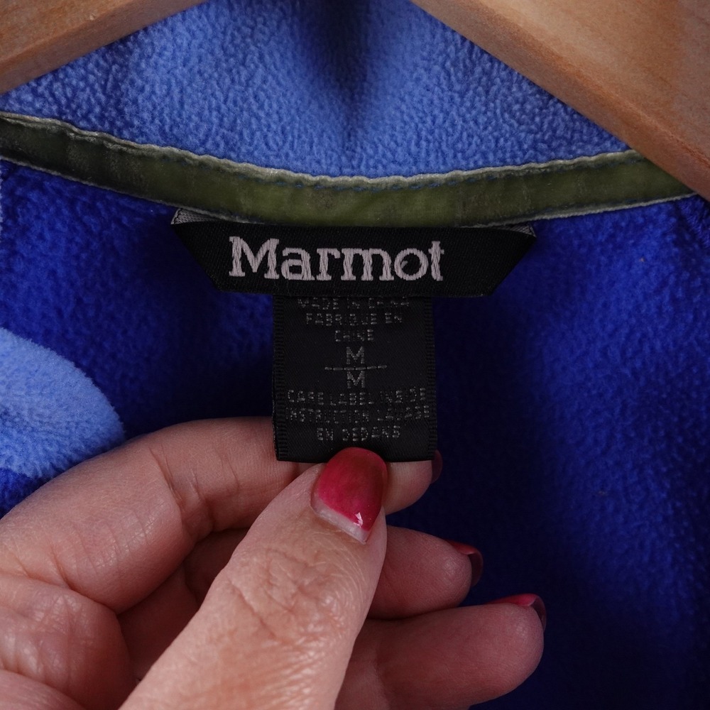 Marmot Blue Fleece 1/4 Zip Pullover Sweatshirt Women's Medium Outdoor Camp Hike - Picture 3 of 7
